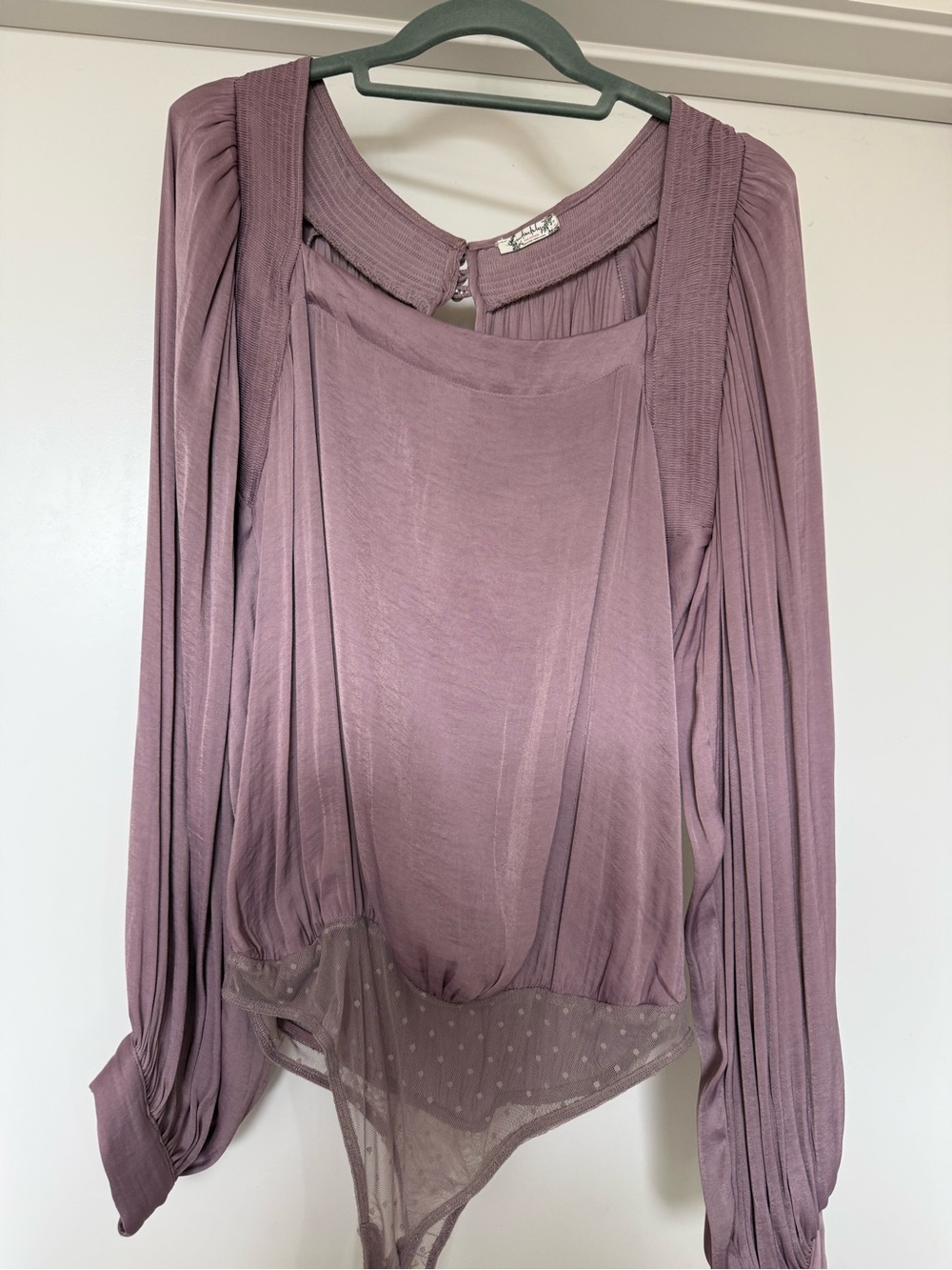 Free People Mauve Long-Sleeve Draped Bodysuit